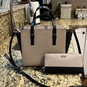 EUC Authentic Kate Spade Color Block Saffiano Leather Handbag with Walket